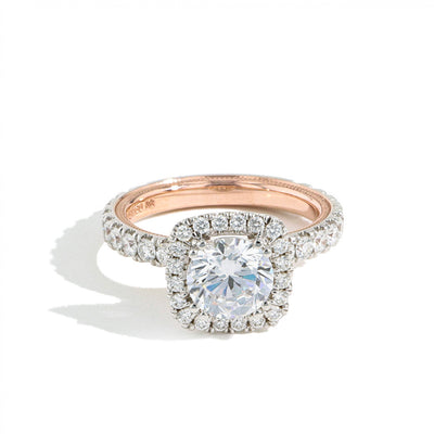 Verragio Tradition Cushion Halo Pave Two Tone Diamond Engagement Ring Setting - Verragio product