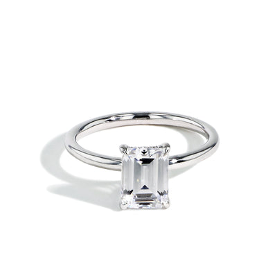 Ultra Thin Emerald Cut Hidden Halo Engagement Ring Setting in Platinum - Private Label product