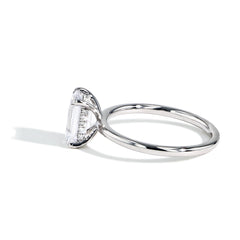 Ultra Thin Emerald Cut Hidden Halo Engagement Ring Setting in Platinum