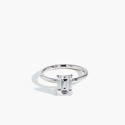Ultra Thin Emerald Cut Hidden Halo Engagement Ring Setting in Platinum - Private Label product