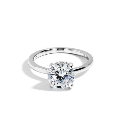 Round Hidden Halo Engagement Ring Setting in 14K White Gold - Private Label product