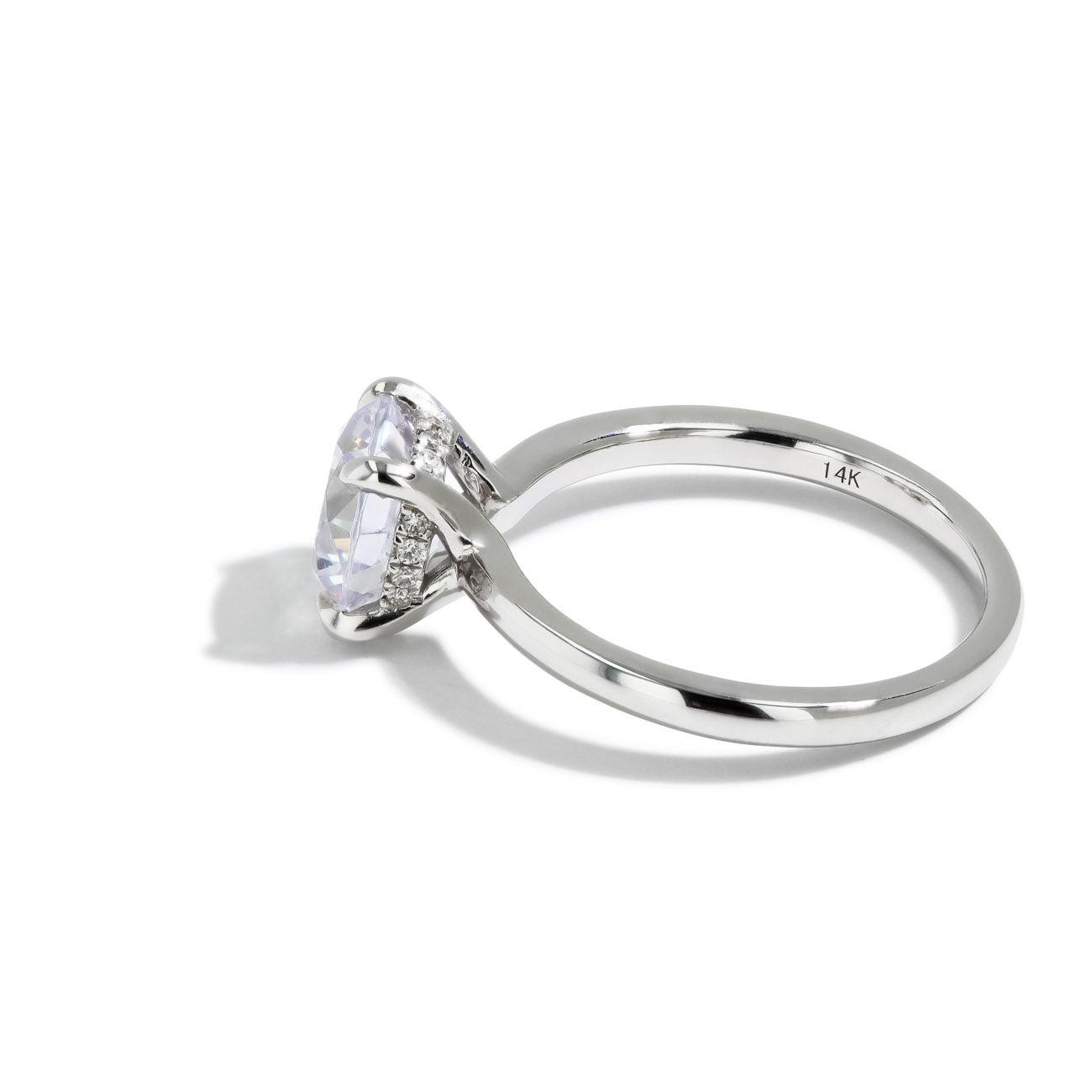 Round Hidden Halo Engagement Ring Setting in 14K Yellow Gold