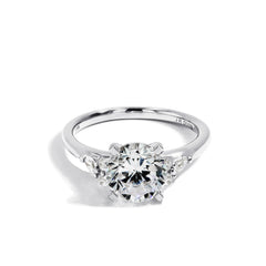 Round Side Stone Diamond Engagement Ring Setting in 14K Yellow Gold