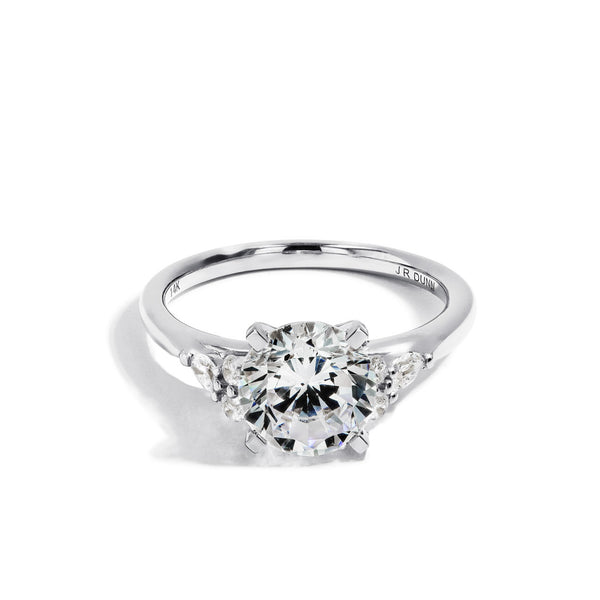 Round Side Stone Diamond Engagement Ring Setting in 14K Yellow Gold