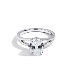 Oval Hidden Halo Split Shank Engagement Ring Setting in 14K Yellow Gold