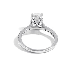 Oval Hidden Halo Halfway Shank Cathedral Engagement Ring Setting in 14K White Gold
