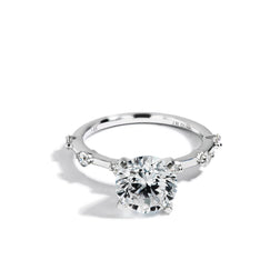 Round Starlight  Engagement Ring Setting in 14K White Gold