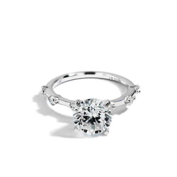 Round Starlight  Engagement Ring Setting in 14K White Gold