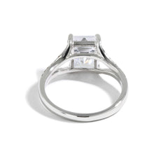 Emerald Cut Pave Split Shank Engagement Ring Setting in 14K White Gold
