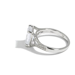 Emerald Cut Pave Split Shank Engagement Ring Setting in 14K White Gold