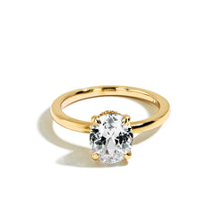 Oval Hidden Halo Engagement Ring Setting in 14K Yellow Gold