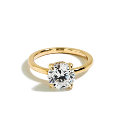 Round Hidden Halo Engagement Ring Setting in 14K Yellow Gold