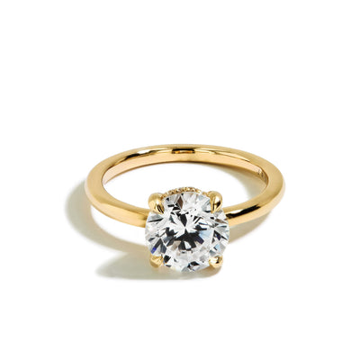 Round Hidden Halo Engagement Ring Setting in 14K Yellow Gold - Private Label product