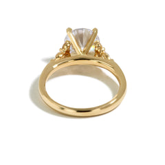 Round Side Stone Diamond Engagement Ring Setting in 14K Yellow Gold