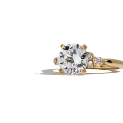 Round Side Stone Diamond Engagement Ring Setting in 14K Yellow Gold
