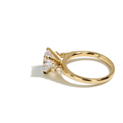 Round Side Stone Diamond Engagement Ring Setting in 14K Yellow Gold