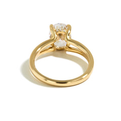 Oval Hidden Halo Split Shank Engagement Ring Setting in 14K Yellow Gold