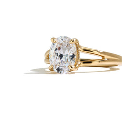 Oval Hidden Halo Split Shank Engagement Ring Setting in 14K Yellow Gold