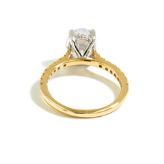 Oval Hidden Halo Halfway Shank Cathedral Engagement Ring Setting in 14K Yellow Gold