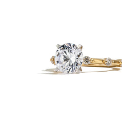 Round Starlight  Engagement Ring Setting in 14K White Gold