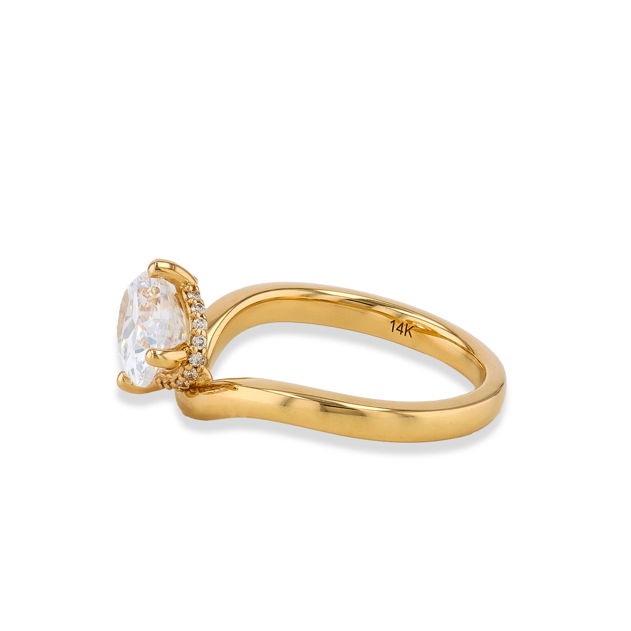 Oval Floating Diamond Curved Engagement Ring Setting