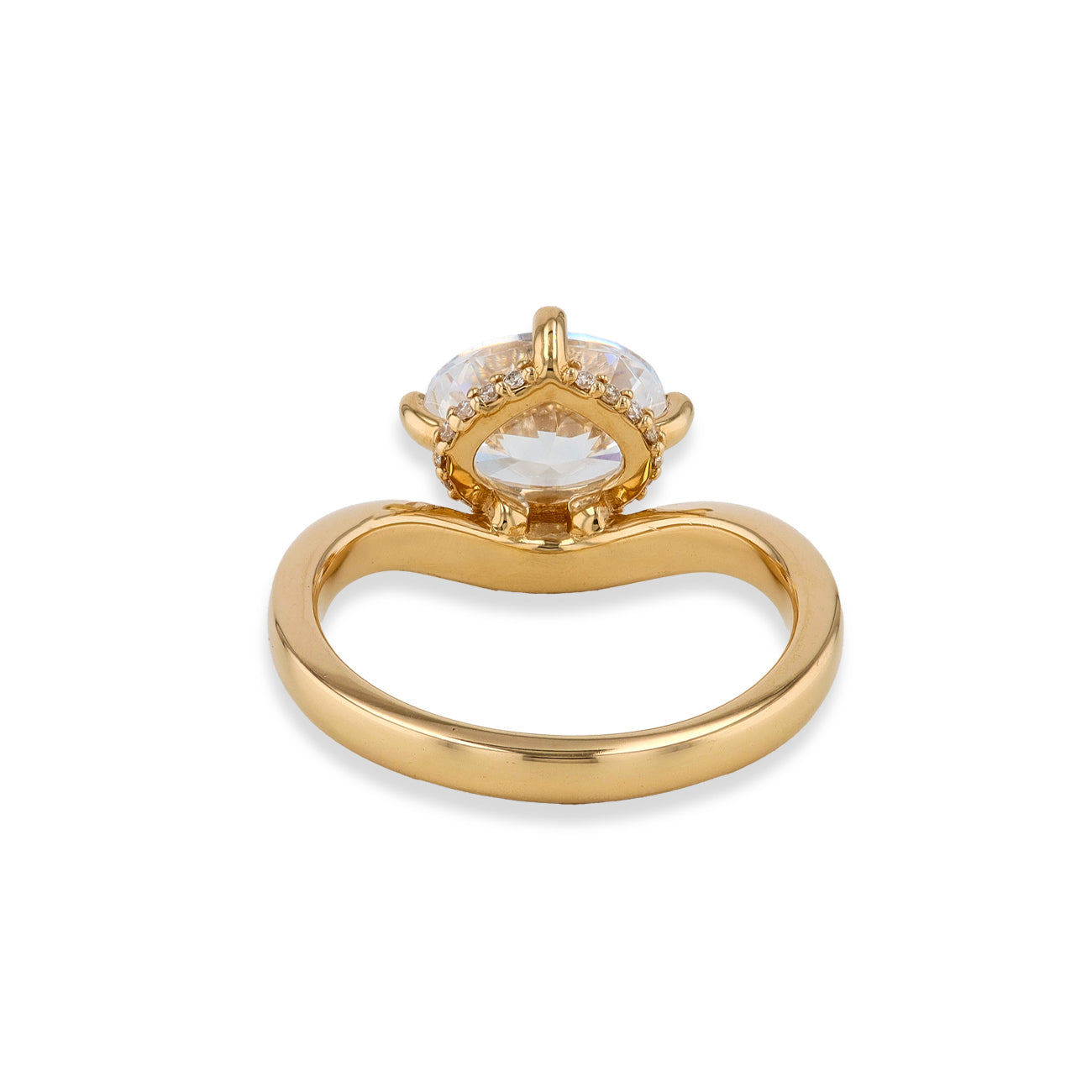Oval Floating Diamond Curved Engagement Ring Setting