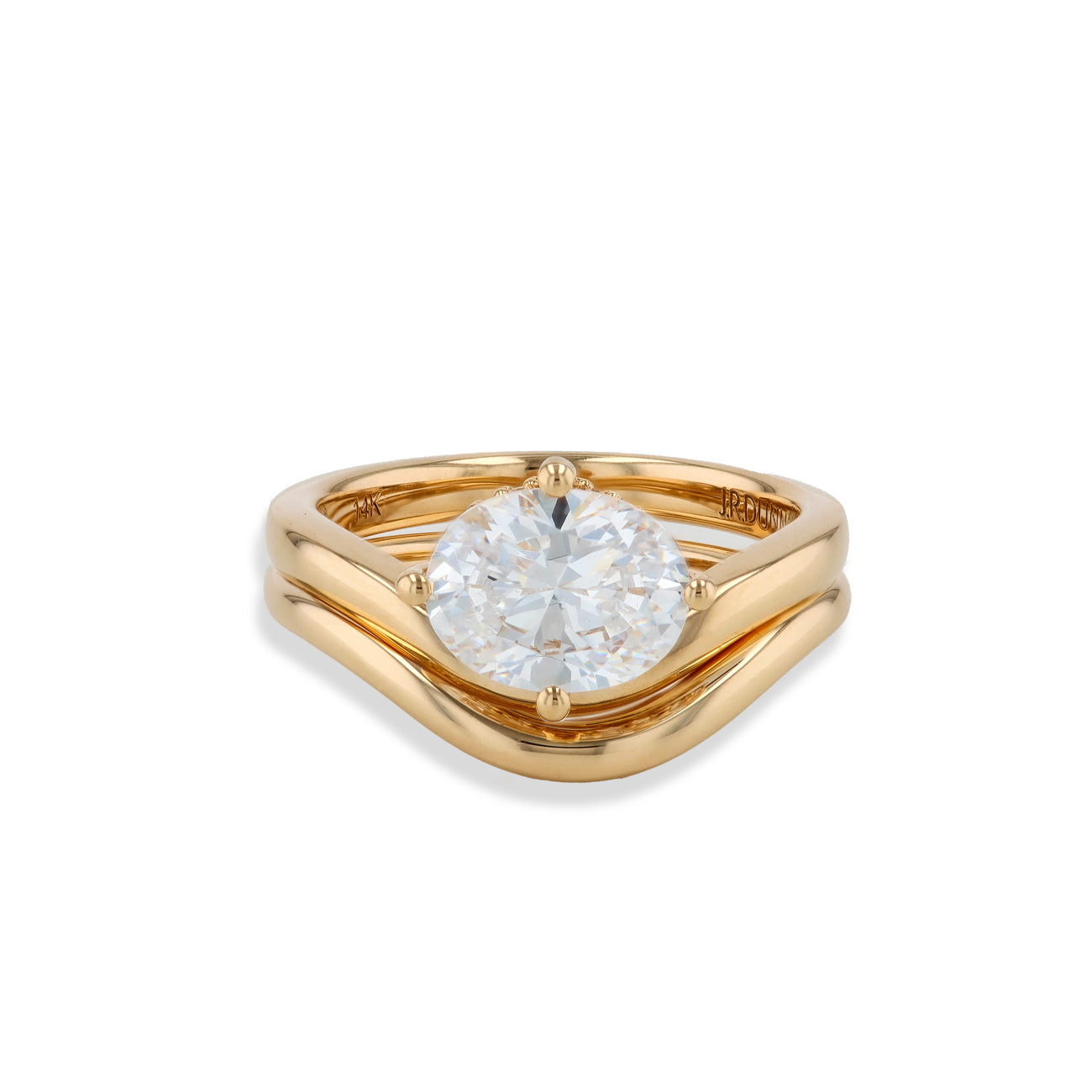 Oval Floating Diamond Curved Engagement Ring Setting