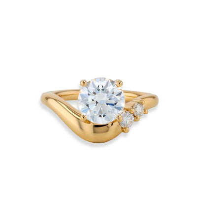 2 Carat Round Diamond Off-Set Curved Engagement Ring Setting - Private Label product