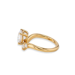 2 Carat Round Diamond Off-Set Curved Engagement Ring Setting