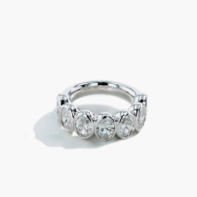 3.50 Carat Oval Diamond Bezel Wedding Band - Private Label product