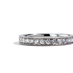 Private Label White Gold Diamond Milgrain Wedding Band