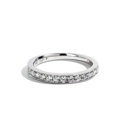 Private Label White Gold Diamond Milgrain Wedding Band - Private Label product