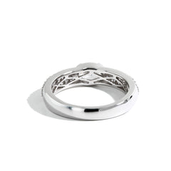 0.52ct Oval Diamond Pave Wedding Band in 14K White Gold