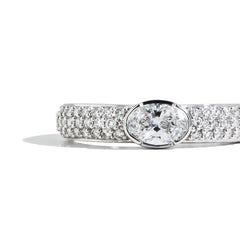 0.52ct Oval Diamond Pave Wedding Band in 14K White Gold