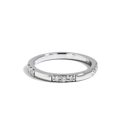 Triple Diamond Station  Band in 14K White Gold - Private Label product