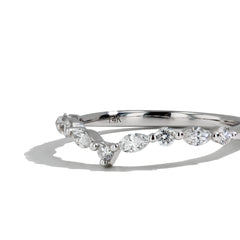 Single Prong Contour Diamond Band in 14K White Gold