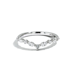 Single Prong Contour Diamond Band in 14K White Gold