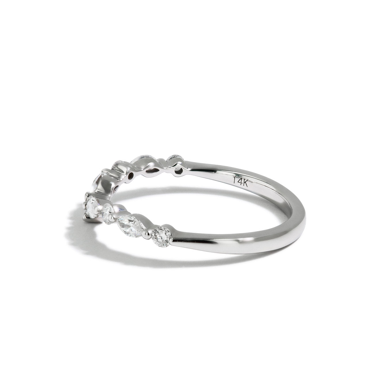 Single Prong Contour Diamond Band in 14K Yellow Gold