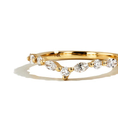 Single Prong Contour Diamond Band in 14K Yellow Gold