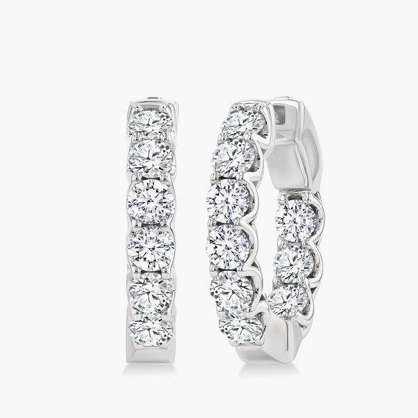 3 Carat Inside Out Diamond Hoop Earrings - .5"