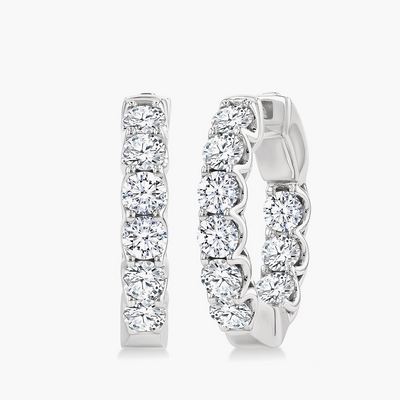 3 Carat Inside Out Diamond Hoop Earrings - .5" - Private Label product