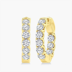 3 Carat Inside Out Diamond Hoop Earrings - .5"