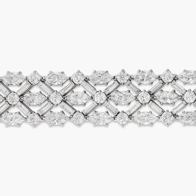 38 Carat Fancy Shape 3 Row Diamond Bracelet - Private Label product