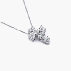 3.12 Carat Heart Cross Diamond Necklace in 18K White Gold, side view