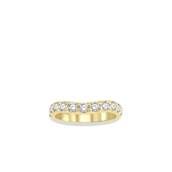 1 Carat Curved Diamond Wedding Band in Yellow Gold