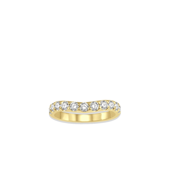 .75 Carat Curved Diamond Wedding Band in Yellow Gold