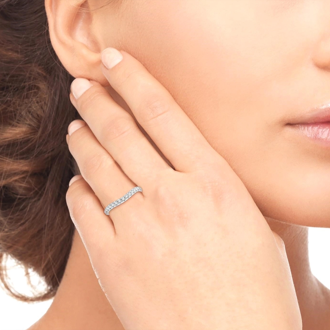 .33 Carat Curved Diamond Wedding Band in White Gold