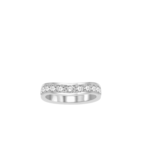 1 Carat Diamond Channel Curved Wedding Band in White Gold