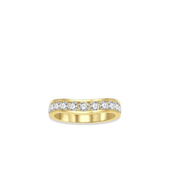 1 Carat Diamond Channel Curved Wedding Band in Yellow Gold