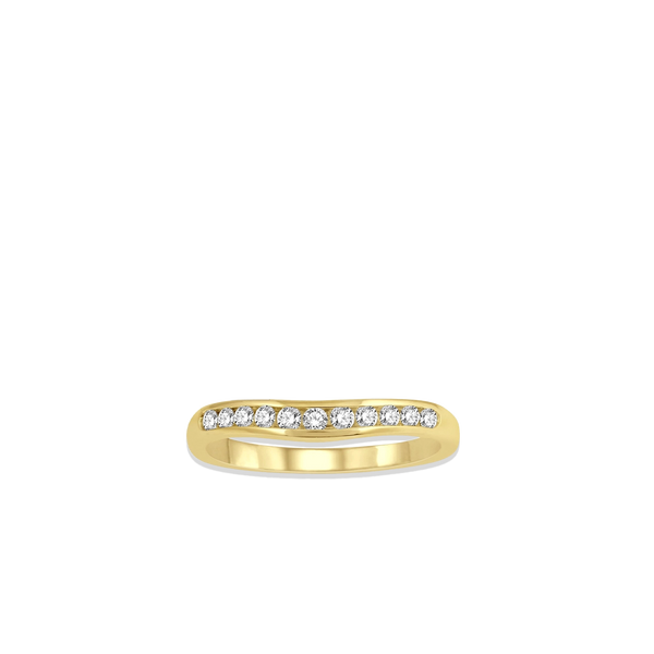 .25 Carat Diamond Channel Curved Wedding Band in Yellow Gold